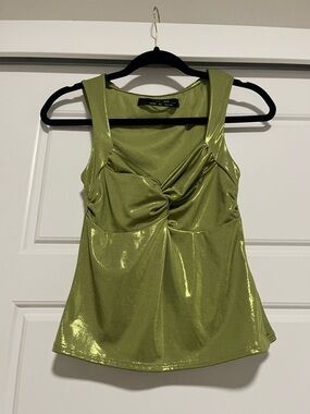 silence + noise Shimmery Olive Twist-Front Tank